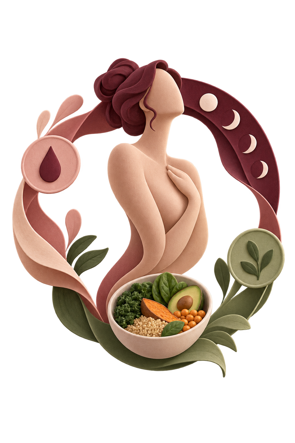 Illustration reliant le cycle, les ressentis et l’alimentation